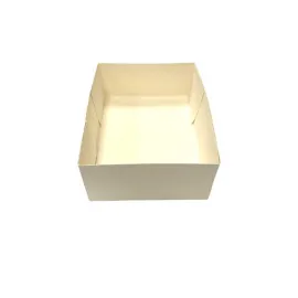 etal-shops.com - Caissette pâtissière blanche en carton avec fonds pliants de dimension 140 mm x 100 mm x 50 mm de hauteur x 100 PAPA France