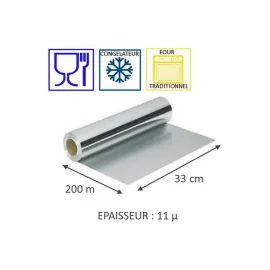 etal-shops.com - Film aluminium alimentaire rouleau de 200 m x 33 cm x 11 microns x 1 PAPA France