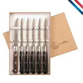 etal-shops.com - Coffret 6 couteaux steak "Prince Gastronome" marron glacé