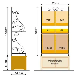 etal-shops.com - Etagère La Fer Forgé F.97 X P.50 X Ht 170