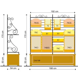 etal-shops.com - Etagère La Fer Forgé  F.198  X P.54 X  Ht 220