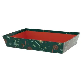 etal-shops.com - Corbeille carton rectangle Noel Vert 26x20