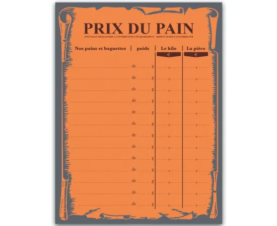 etal-shops.com - Tarif "Prix du Pain"  MACARONS