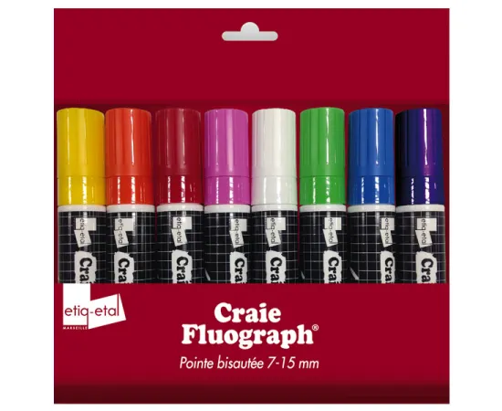 etal-shops.com - Feutres Craie fluo grand modèle - 8 Couleurs