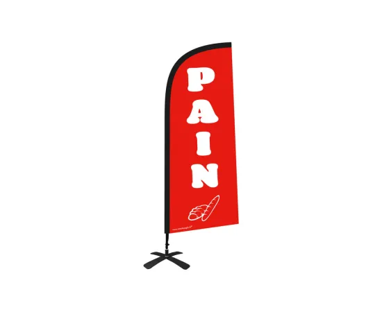 etal-shops.com - Drapeau publicitaire "PAIN" de dimensions 225 x 85 cm avec Kit complet Tramontane