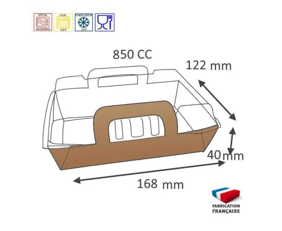 etal-shops.com - Panier salade ingraissable carton plat chaud 850 cc + couvercle x 100 GAULT & FREMONT