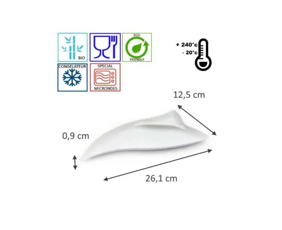 etal-shops.com - Assiette triangle jetable bio en fibre de canne à  sucre de couleur blanche 261 mm x 125 x 9 mm x 500 PAPA France