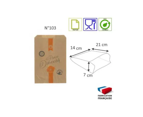 etal-shops.com - Sachets croissants kraft de couleur brune de 140 mm x 70 mm x 210 mm x 1000 Gault & Fremont