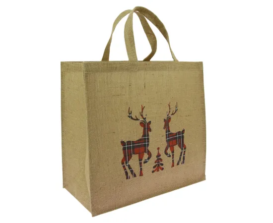 etal-shops.com - Sac cabas jute décor Cerfs 42x20