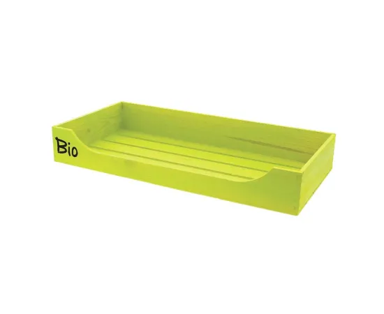 etal-shops.com - Cagette bois ouveture avant + logo bio 62x30