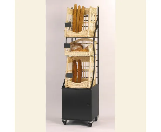etal-shops.com - Etagére mobile modulable Boislette 2 paniers baguettes 1 panier pains spéciaux
