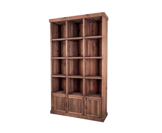 etal-shops.com - Meuble présentoir pin 12 cases 3 portes Madera, Couleur: Gris