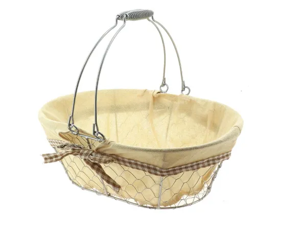 etal-shops.com - Panier ovale métal & coton Bocage 36x26