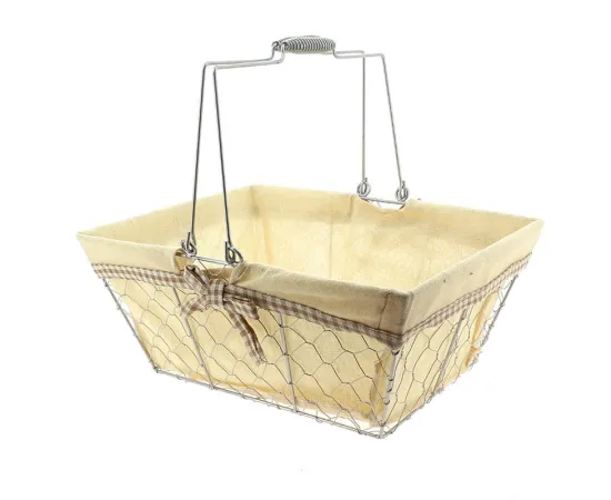 etal-shops.com - Panier rectangle métal & coton Bocage 38x28