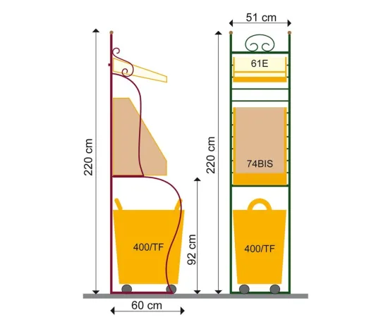 etal-shops.com - Etagère La Taille fine F.51 X P.60 X Ht 220