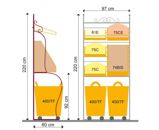 etal-shops.com - Etagère La Taille fine F.97 X P.60 x Ht 220