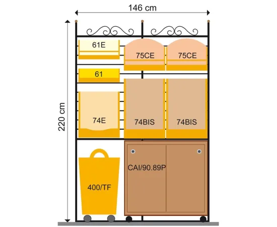 etal-shops.com - Etagère La Taille fine F.146 X P.60 X Ht 220