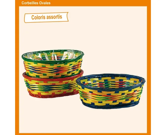 etal-shops.com - Corbeille ovale coloris assortis F.25 X P.19 X Ht 8