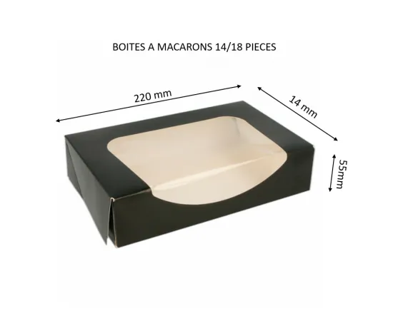 etal-shops.com - Boite a macaron noire Carton avec fenetre