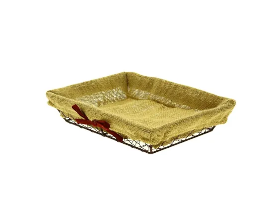 etal-shops.com - Corbeille rectangle métal tissu Charlotte 28x20