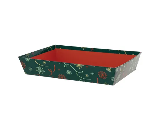 etal-shops.com - Corbeille carton rectangle Noel Vert 26x20