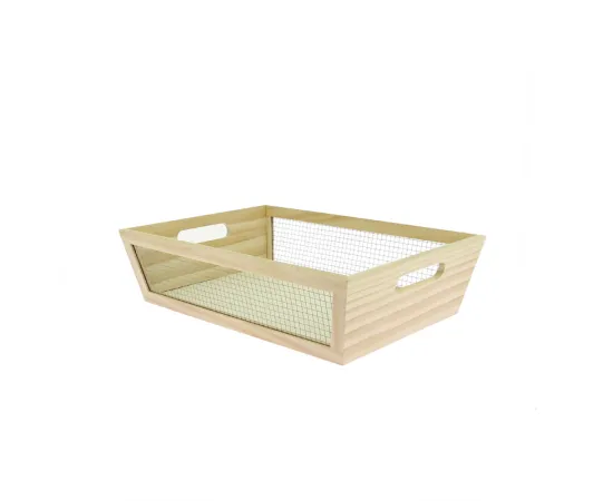 etal-shops.com - Corbeille rectangle bois et grillage 35x25