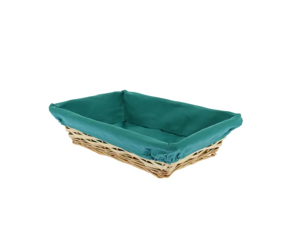 etal-shops.com - Corbeille rectangle doublure turquoise 35x25