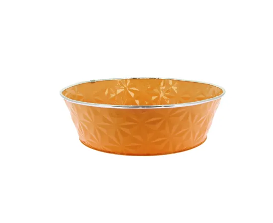 etal-shops.com - Corbeille ronde zinc orange destructuré Ø35