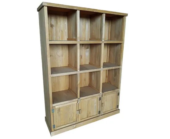 etal-shops.com - Meuble Présentoir pin 9 cases 3 portes Madera, Couleur: MIEL