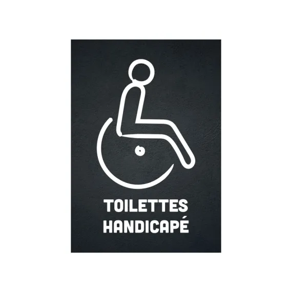 etal-shops.com - Panneau PVC "TOILETTES HANDICAPÉ" fond noir format A5, Couleur: Noir, Shipping Google: FR::Standard:10.68 EUR, Couleur du cadre: Noir