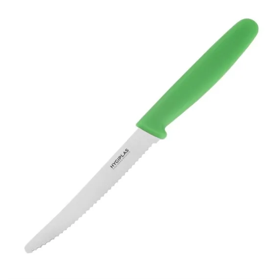 etal-shops.com - Couteau à tomates denté vert 100 mm - Hygiplas