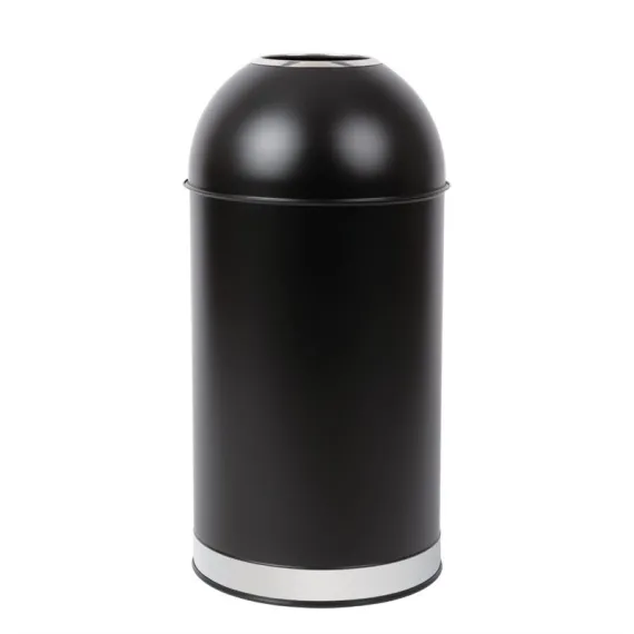 etal-shops.com - Poubelle dôme ouverte en acier noire 40L - Bolero