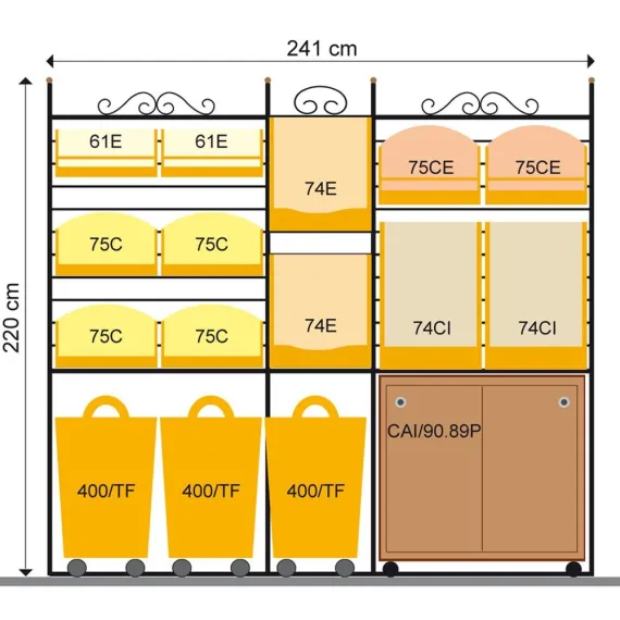 etal-shops.com - Etagère La Taille fine F.241 x P.60 X ht 220