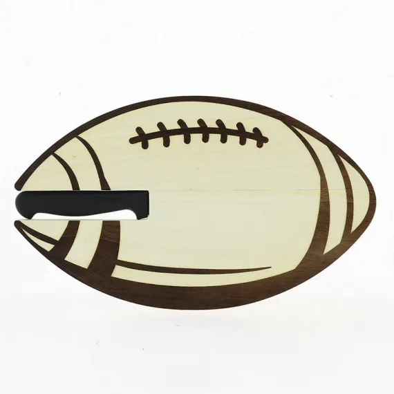 etal-shops.com - Planche bois ovale avec couteau décor Rugby