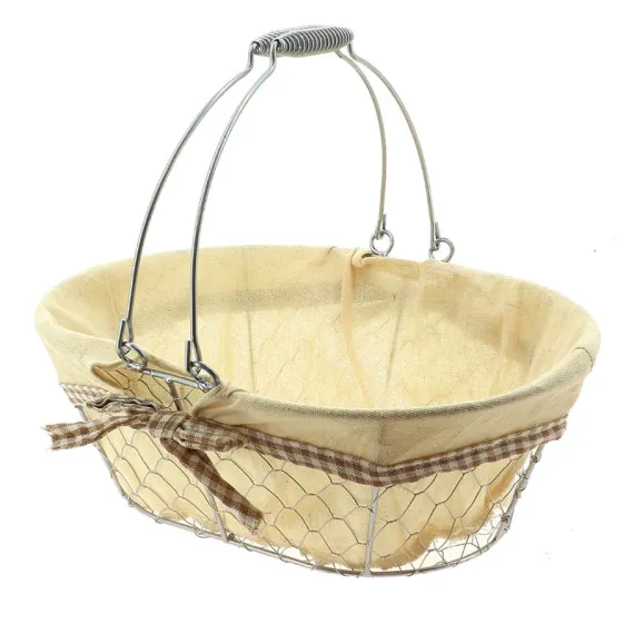 etal-shops.com - Panier ovale métal & coton Bocage 36x26