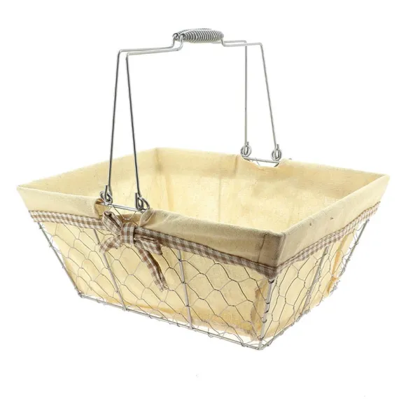 etal-shops.com - Panier rectangle métal & coton Bocage 38x28